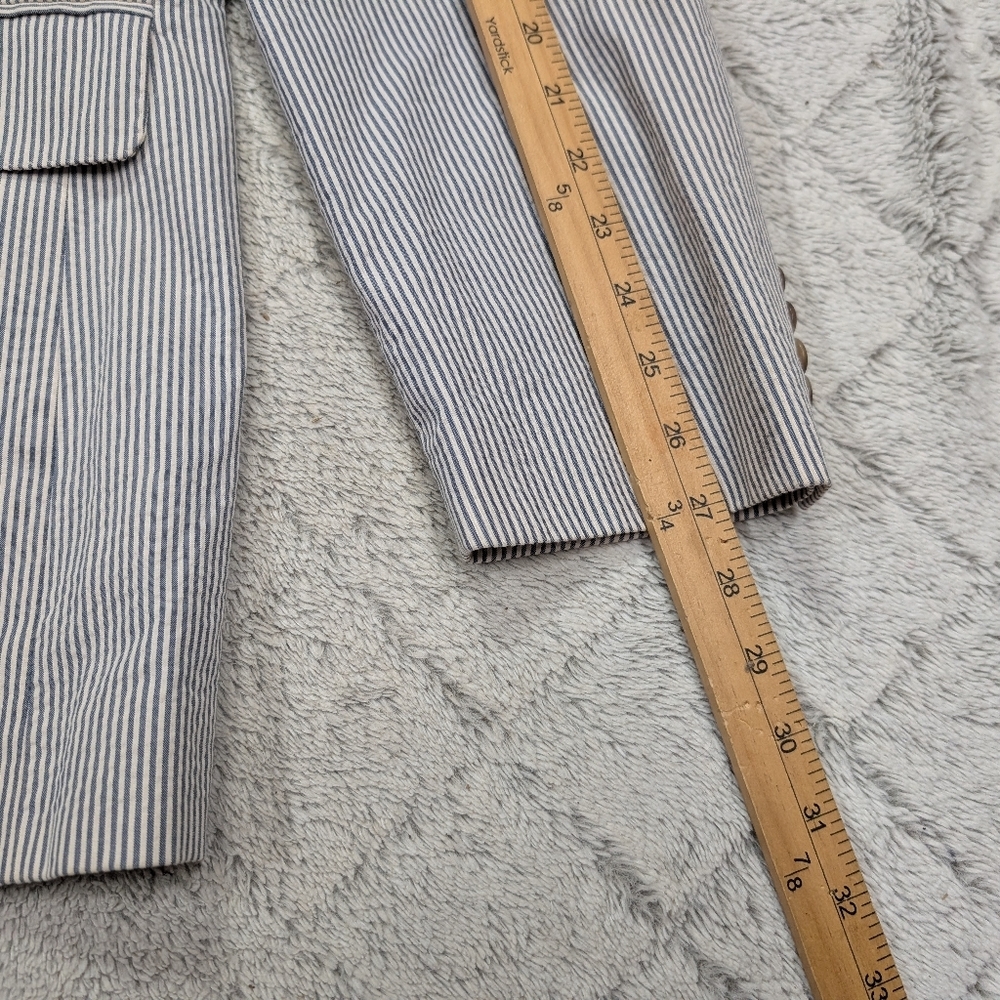 J. Crew Jacket Mens 46 L Blue Pinstripe Legacy Sportcoat 3 Button Business - Picture 7 of 11